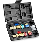 OMT AC Valve Core Removal Tool, R134a R1234yf R22 AC Schrader Valve Tool | Brass &amp; Aluminum Build; Built-In Ball Valve; Standard JRA Support; Auto AC Repair for Technicians