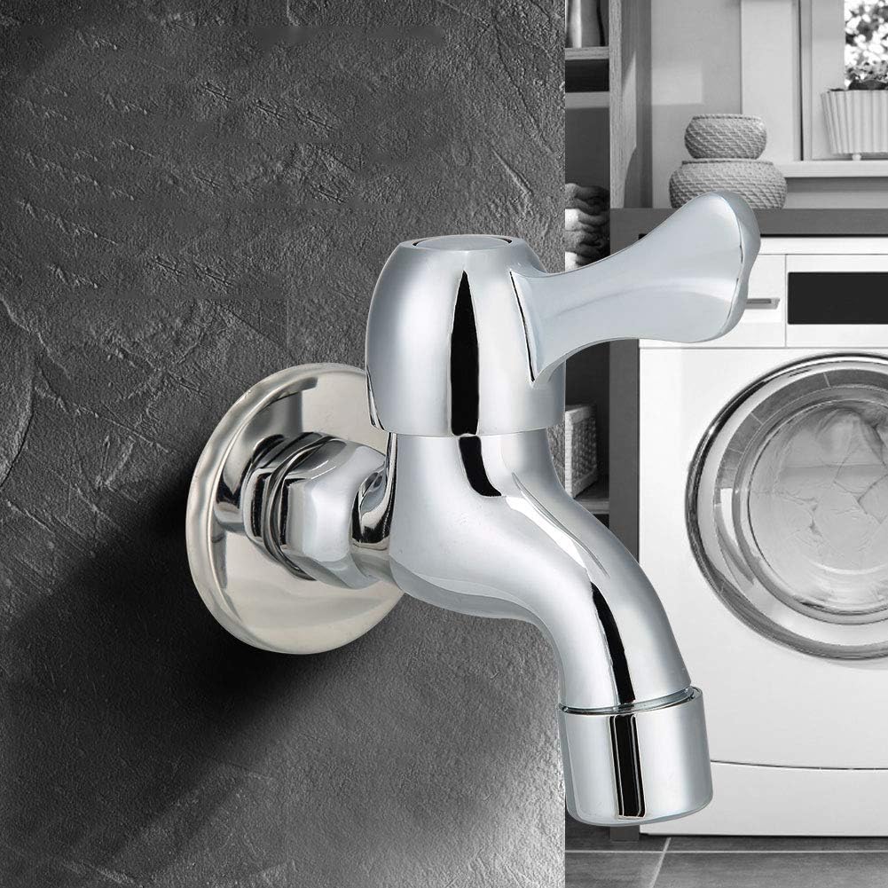 Cikonielf Water Faucet, Copper Single Cold Faucet Quick Open Small Water Tap for Washing Machine Mop Pool Basin G1/2In - Image 3