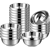 Mimorou 20 Pack 304 Stainless Steel Bowls Set 13oz Metal Double Walled Insulated Snack Mixing Lightweight Multipurpose Toddler Dinner Bowls for Ice Cream, Cereal, Snack