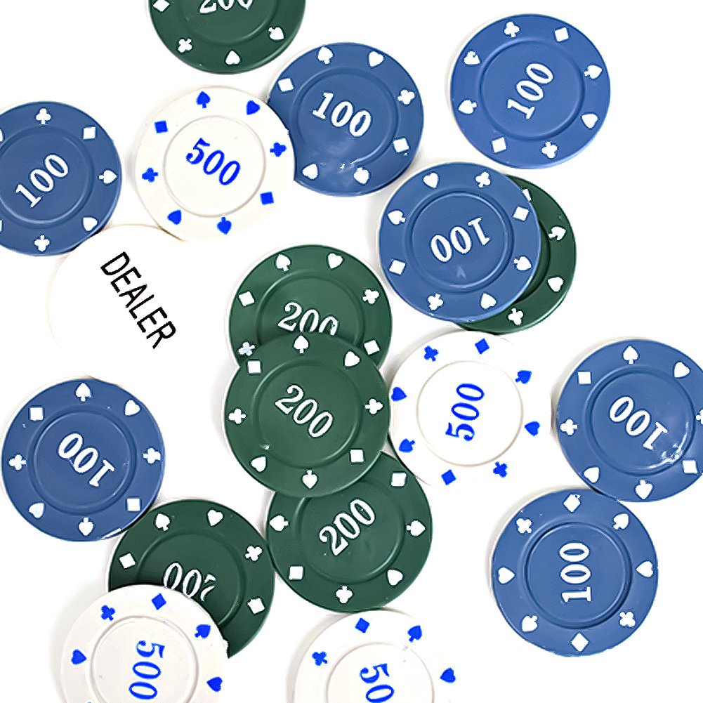 Mcpinky Poker Chips Set, Dice Style Poker Set Trademark Poker with 100 Chips Texas Poker, 1 playing cards, 6 dice