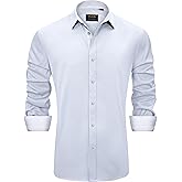 J.VER Men's Casual Long Sleeve Stretch Dress Shirt Wrinkle-Free Regular Fit Button Down Shirts