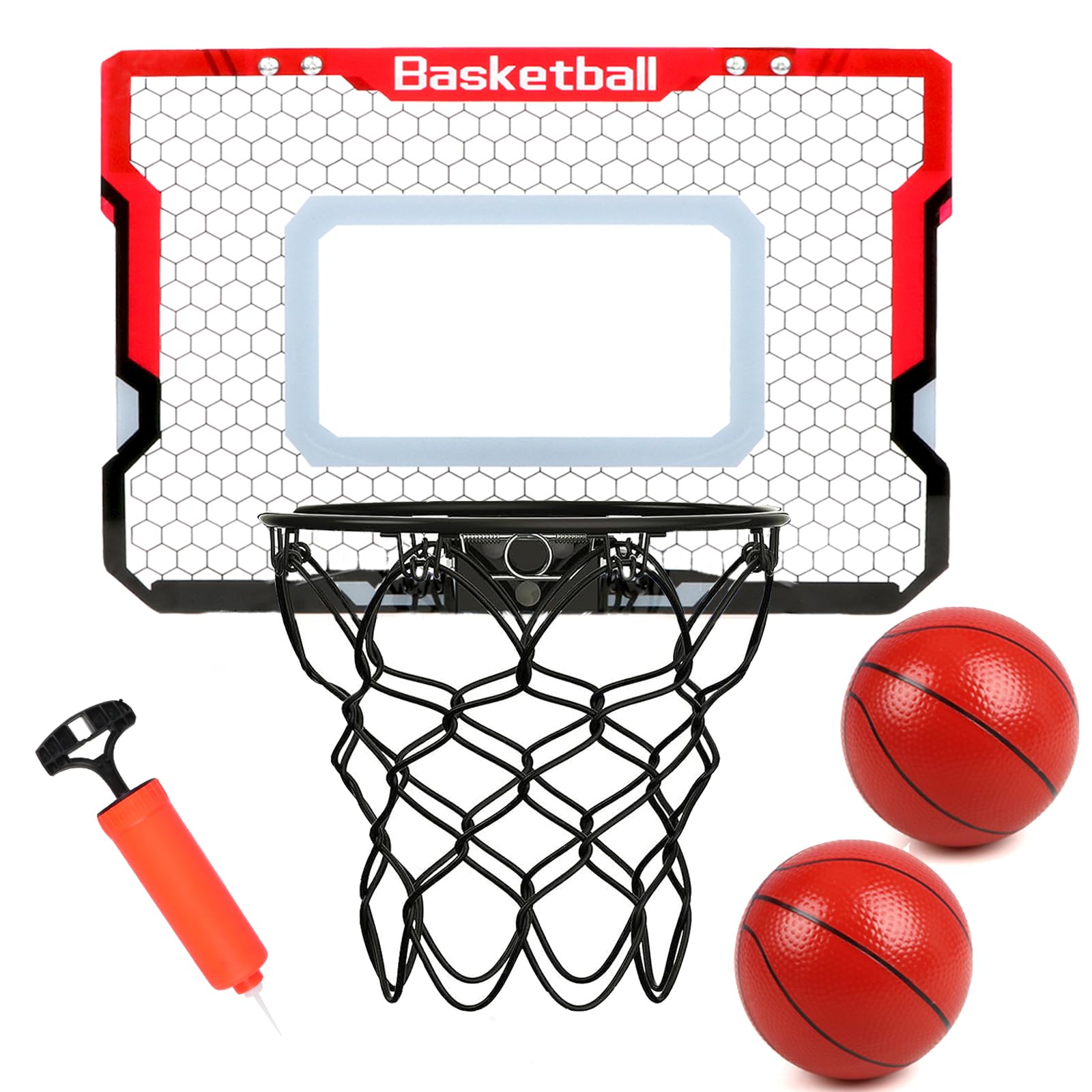 Basketball Hoop Indoor, Over The Door Basketball Hoop, Mini Basketball Hoop with 2 Balls & Complete Basketball Accessories, Indoor Basketball Hoop for Kids & Adults