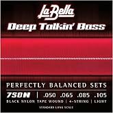 La Bella 750N Deep Talkin' Black Nylon Tape Wound, Light Bass Guitar String 50-105