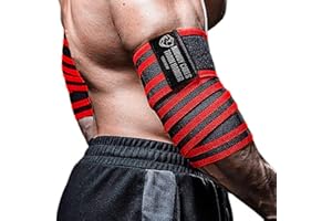 Elbow Wraps for Weightlifting (1 Pair), 47" Elastic Elbow Support & Compression Powerlifting, Fitness, Cross Training & Gym W