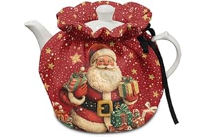 Freewander Santa Claus Tea Cozy Cotton Tea Cosy for Teapot Keep Warm Teapots Cover Insulated Kettle Cover for Home Kitchen Christmas Decor
