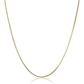 Amazon Essentials womens Yellow 14K Gold Plated Sterling Silver Thin 0.6mm Box Chain Necklace