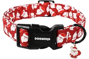 DOGWONG Christmas Red Santa Dog Collar - Cute Santa Claus Christmas Dog Collar, Adjustable Designer Collar for Small, Medium, Large Dogs