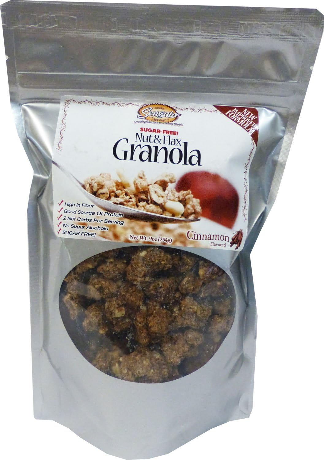 Cinnamon Sugar-Free Nut and Flax Granola, 9 oz. bag by Sensato Foods