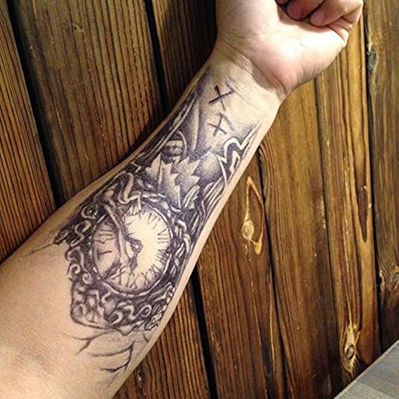Amazon Com Kotbs 2 Sheets Temporary Tattoos 3d Cross Clock Body Arm Tattoo Sticker For Men Women Fake Tattoo Beauty Amazon Com Kotbs 2 Sheets Temporary Tattoos 3d Cross Clock Body Arm Tattoo Sticker For Men Women Fake Tattoo Beauty
