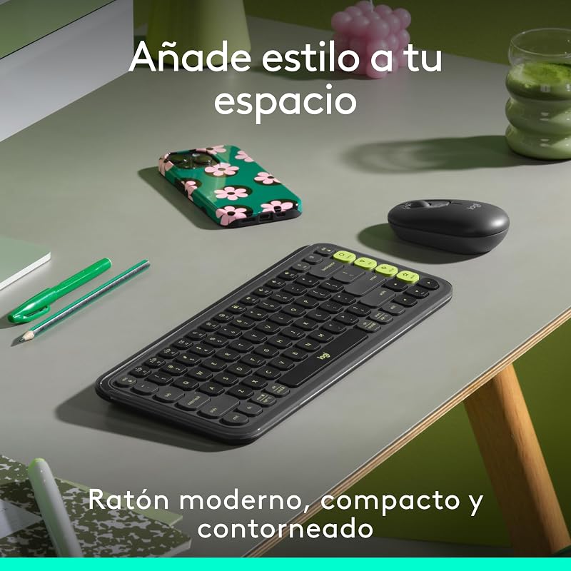 Logitech POP Mouse, mouse Bluetooth sem fio compacto e portátil com botões programáveis e cliques discretos, tecnologia Easy-Switch para alternar até 3 dispositivos, laptop, tablet, PC- Grafite