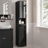 VASAGLE Tall Bathroom Cabinet Slim Storage Narrow Cupboard Ink Black BBC560B01