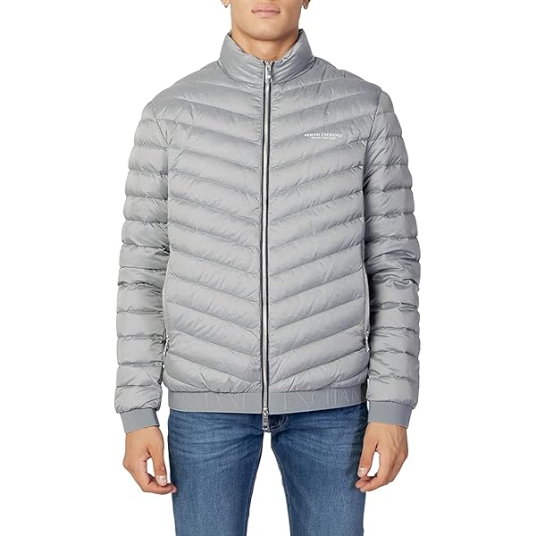 Armani Exchange Men's Quilted Down Milano/New York Logo Zip