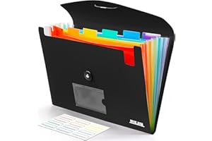 Accordian File Organizer 7 Pocket Expanding File Folder with Labels, Plastic Expandable File Folder for Documents Letter Size
