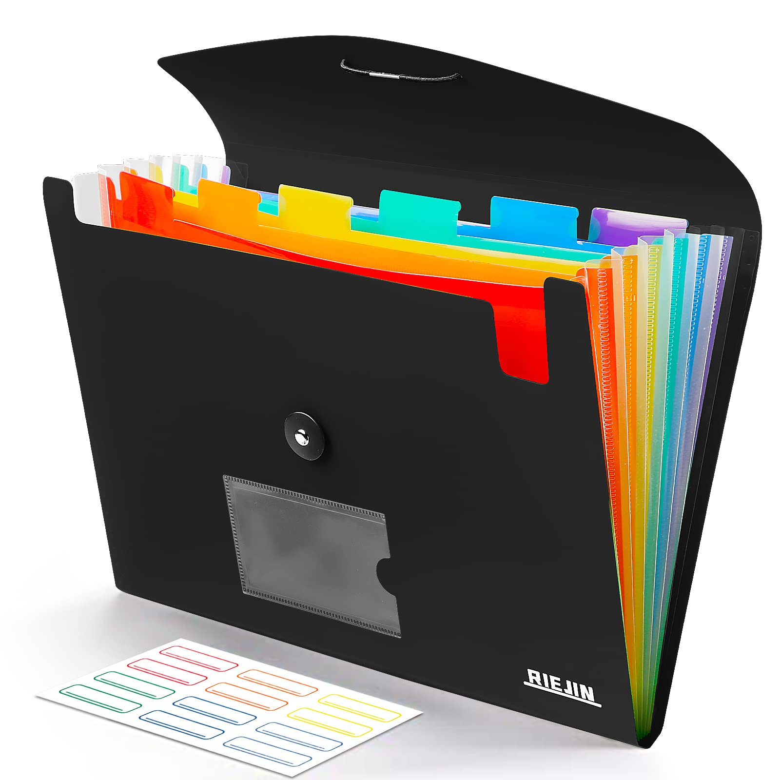 Photo 1 of Accordian File Organizer 7 Pocket Expanding File Folder with Labels, Plastic Expandable File Folder for Documents Letter Size A4 Papers - Black