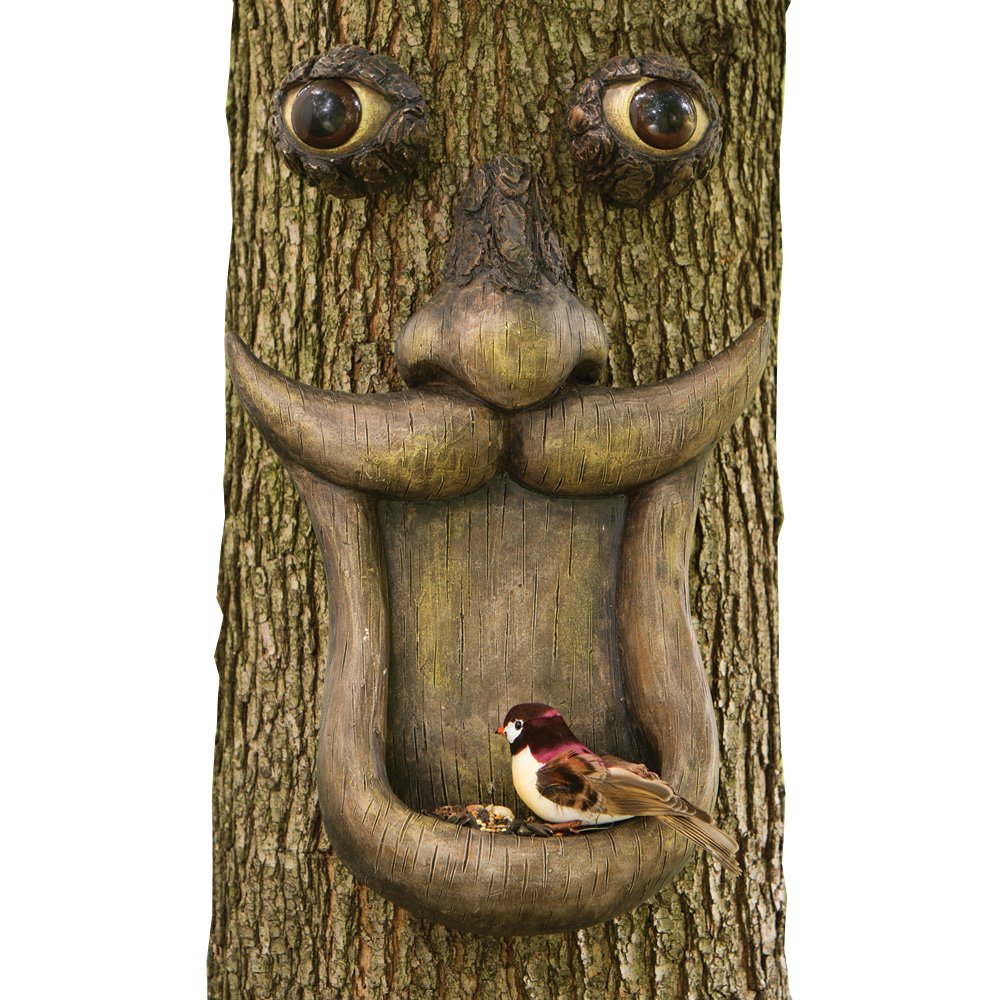 Photo 1 of Bits and Pieces - Tree Face Bird Feeder - Yard Decorations - Whimsical Tree Hugger Sculpture - Indoor/Outdoor Decoration - Garden Peeker Yard Art