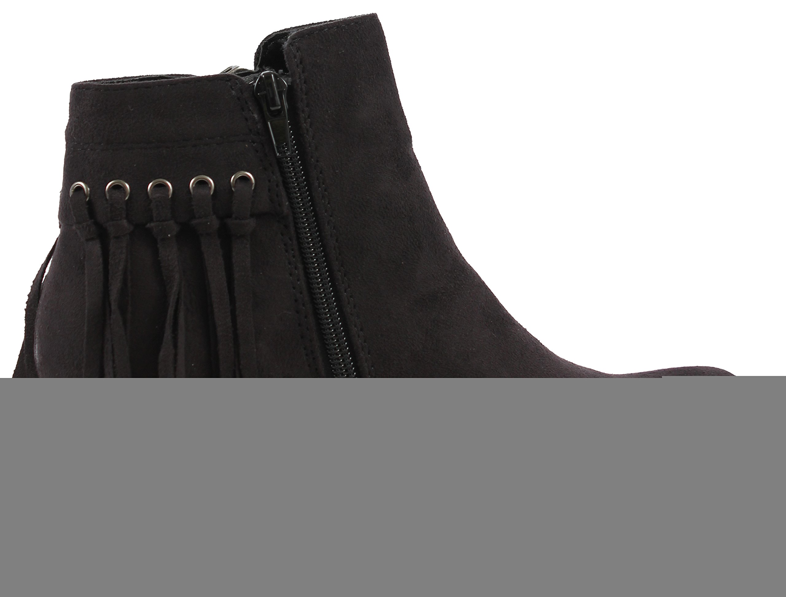 City Classified Women's Bean Faux Suede Fringe Stacked Heel Ankle Bootie Black - Image 4