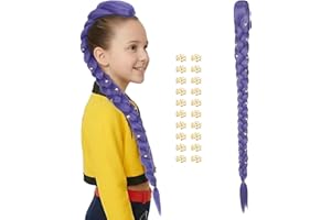 M MISS U HAIR Miss U Hair 90cm Thick and Long Purple Braided Ponytail Wig Clip In Purple Ponytails Wigs with Gold Hair Accessories Halloween Party