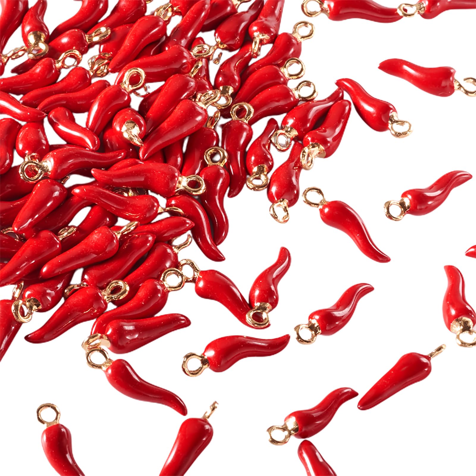 Spritewelry 100pcs Hot Pepper Charms Alloy Enamel Pendants Red Chili Charm Jewelry Accessory Findings for Bracelet Earring Necklace DIY Craft Making Hole: 2mm (Red)