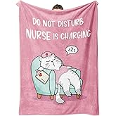 GiltGlimmer Funny Nurse Gifts for Women, Nurse is Charging Blanket, LPN RN Birthday Appreciation Gift for Nurses Practitioner, Nursing Student Graduation Gift, Nurses Week/Day Gifts 60" x 50", Pink