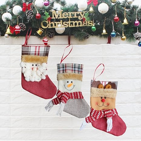 [Pack de 3 personalizado] decoraciones de Navidad medias calcetines de