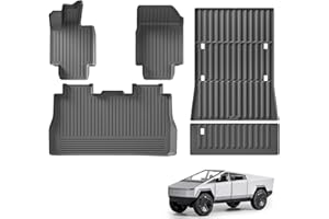 SMABEE 5Pcs Floor Mats & Truck Bed Mat & Tailgate Mat for Tesla Cybertruck 2023 2024 2025 Accessories All Weather Floor Liners Rear Trunk Mat TPE 1st & 2nd Row Heavy Duty Liners Replacement Protection