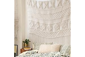 Macrame Wall Hanging Macrame Curtain Panel Boho Wedding Woven Wall Art Home Wall Décor,52"x 47"