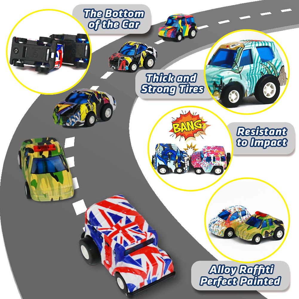 Pull Back Vehicles Diecast Metal Toy Cars Police Car Mini Vehicles Model Kit Party Favors Cake Decorations Topper Best Birthday Gift for Children Toddlers Kids 3 4 5 Years Old, 12 Pieces