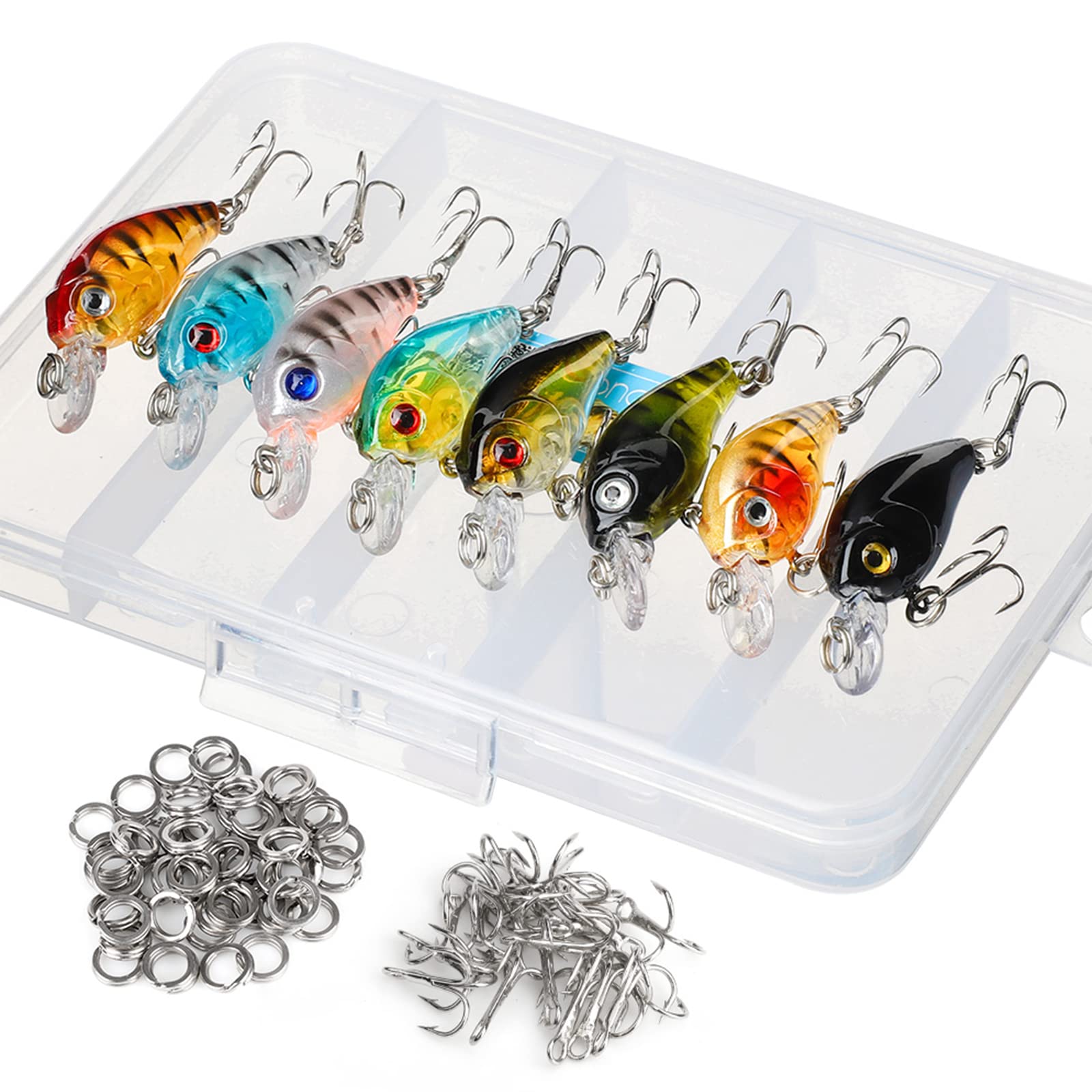 DONQL Fishing Lure Set Minnow Baits Kit Wobbler Crankbaits With Hooks Hard Popper Lures for Saltwater Freshwater Trout Bass Salmon Fishing (8pcs - 4.5 cm / 4g)