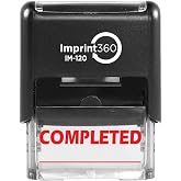 Imprint 360 AS-IMP1037 - Completed w/Signature Line, Heavy Duty Commerical Quality Self-Inking Rubber Stamp, Red Ink, 9/16" x 1-1/2" Impression Size, Laser Engraved for Clean, Precise Imprints