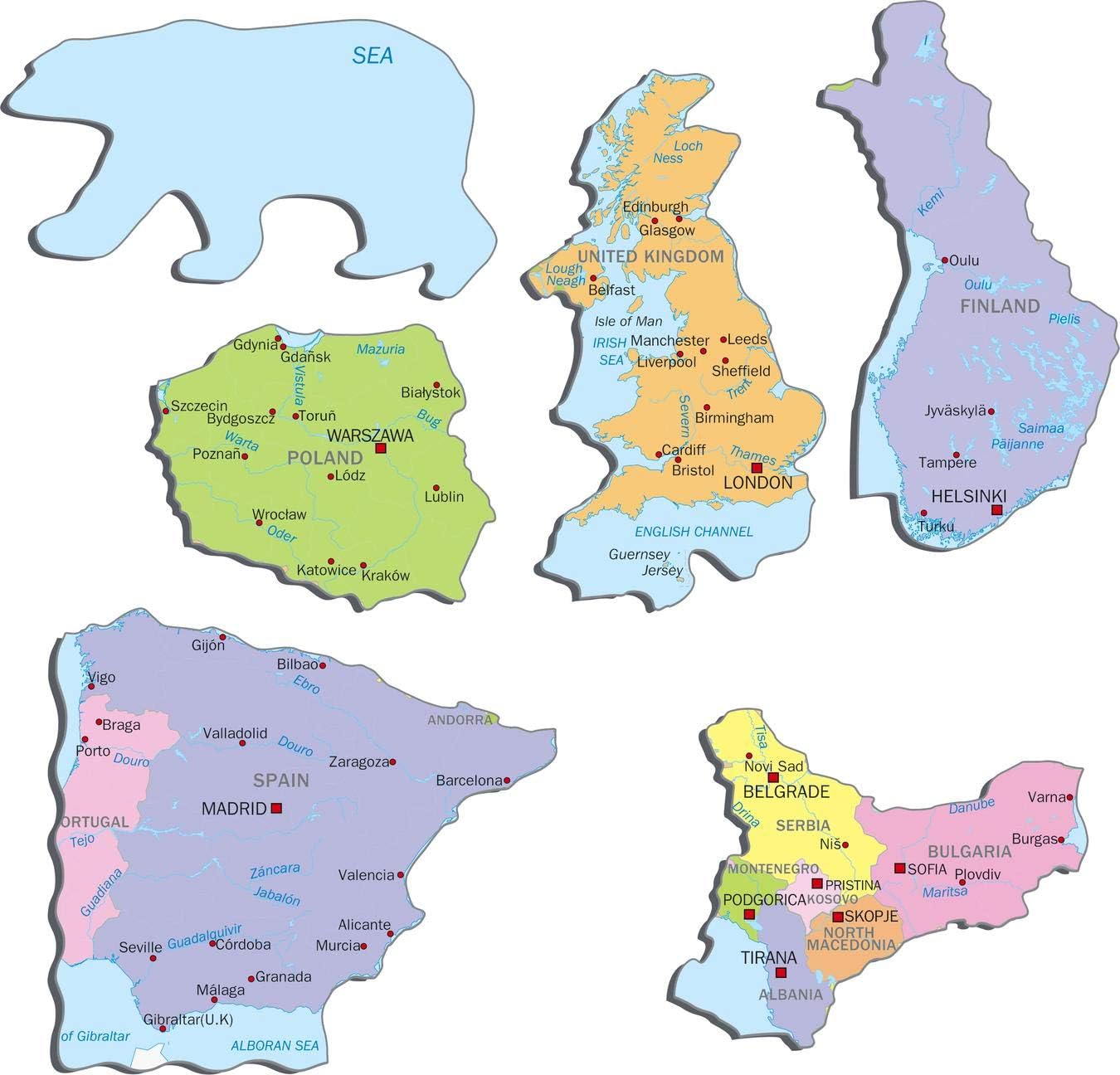 Larsen A8 Europe Political Map Puzzle, 37-Piece Tray Puzzle for Kids (Learn Countries, Cities - Image 4