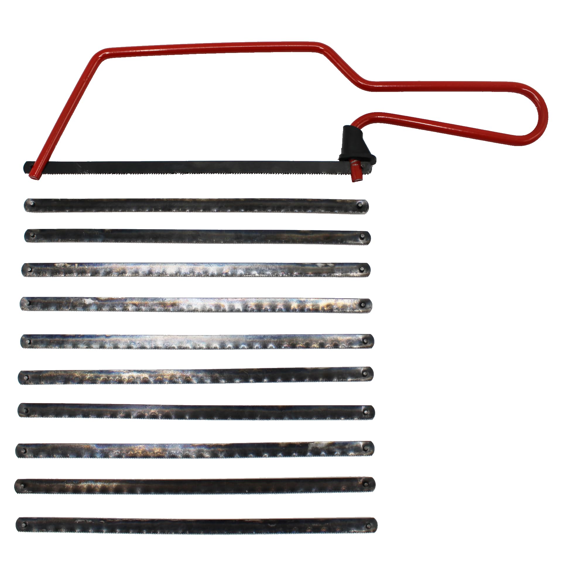 JDBrands Junior Hack Saw - 150mm/6 - Cutting DIY or Profesional Tool - Finger Guard - Red Powder Coated - 32tpi Blade Included (Hacksaw w/additonal 10 Blades)