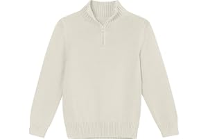 ADUKIDE Boys Solid Knitted Pullover Sweater Color Block Casual Quarter Zip Long Sleeve Half Turtleneck Sweatshirt 3-10 Years