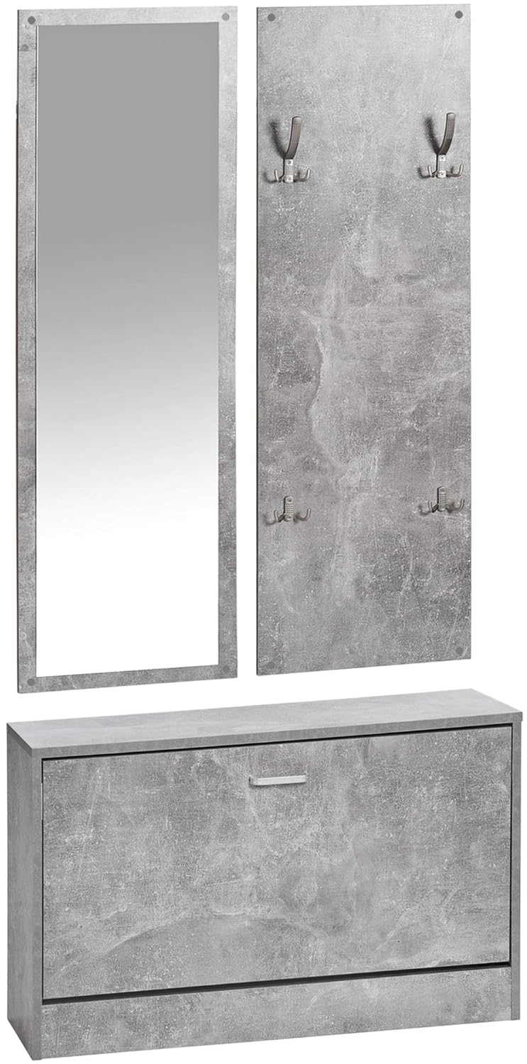 Ts Ideen 4er Set Garderobe Spiegel Schuhschrank Schuhkipper 2 Wandpaneele Kleiderhaken Eiche Sonoma Kuche Haushalt Wohnen Mobel Wohnaccessoires