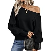 LILLUSORY Women One Shoulder Sweater Fall Fashion Long Batwing Sleeve Knit Pullover Cute Tops Trendy Outfits