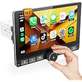 Haudio Android Car Stereo 10.1" Single Din with 360&deg; Rotatable Touch Screen - Android 13, Wireless CarPlay &amp; Android Auto, 2G+64G, Built-in GPS/Wi-Fi/Bluetooth, Includes Backup Camera