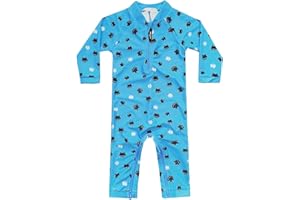 weVSwe Baby Toddler UPF 50+ Sun Protection Rash Guard Long Sleeve Swimsuit with Crotch Zipper