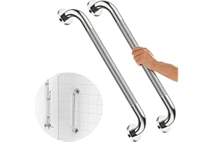 2 Pack 24 Inch Shower Grab Bar with Anti-Slip Grip, iMomwee Chrome Stainless Steel Bathroom Grab Bar Handle, Shower Balance Bar, Safety Hand Rail Support, Handicap Elderly Senior Assist Bath Handle