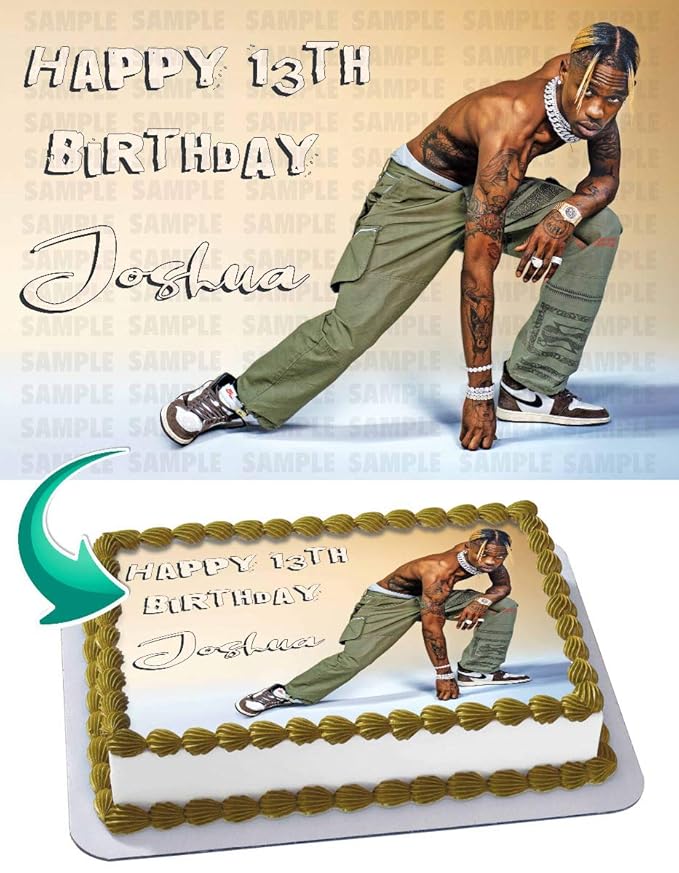 Travis Scott Edible Image Cake Topper Party Personalized 1 4 Sheet Amazon Com Grocery Gourmet Food