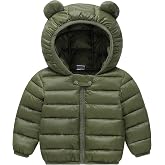AIWUHE Baby Puffer Jacket Hooded Light Winter Coats Bear Ears Zipper Up Down Coats Outwear for Toddler Boys Girls 6M-4T