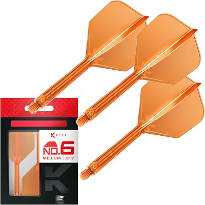 Target Darts K-Flex Integrated Flights & Shafts No.6 Orange Pack of 3 (Medium)