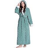 Dowesrobe Long Robes with Hood for Women,Plush Fleece Hooded Robes for Women Winter Warm Housecoat