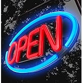 LED Open Sign,Bright Open Sign for Business Window with Remote Control,24x12 inch Large Size,Restaurant,Bar,Retail Shops,Window Storefronts,Salon,12V/2A Power Supply (Blue-Red)