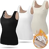 Breathffy Women Thermal Tank Top - Loose Fit Plus Size Thick Warm Sleeveless Warm Fleece Lined Camis Underwear Top Base Layer