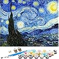 Wowdecor Paint by Numbers Kits for Adults Kids, DIY Number Painting - Starry Night by Van Gogh Beautiful Sky 40 x 50 cm Stamped Canvas (Frame)