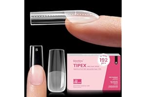 BEETLES GEL POLISH Beetles Tipex Instant Apex Nail Tips,Square Long Pre-building & Pre-Etched Thicker Acrylic Nails Strong Full Cover False Nail Extension Press-on Nails,192 Pcs 16 Sizes