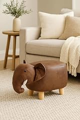 Muddy Hands Elephant Foot Rest Stool - Kids' Ottoman with Wooden Legs view 4