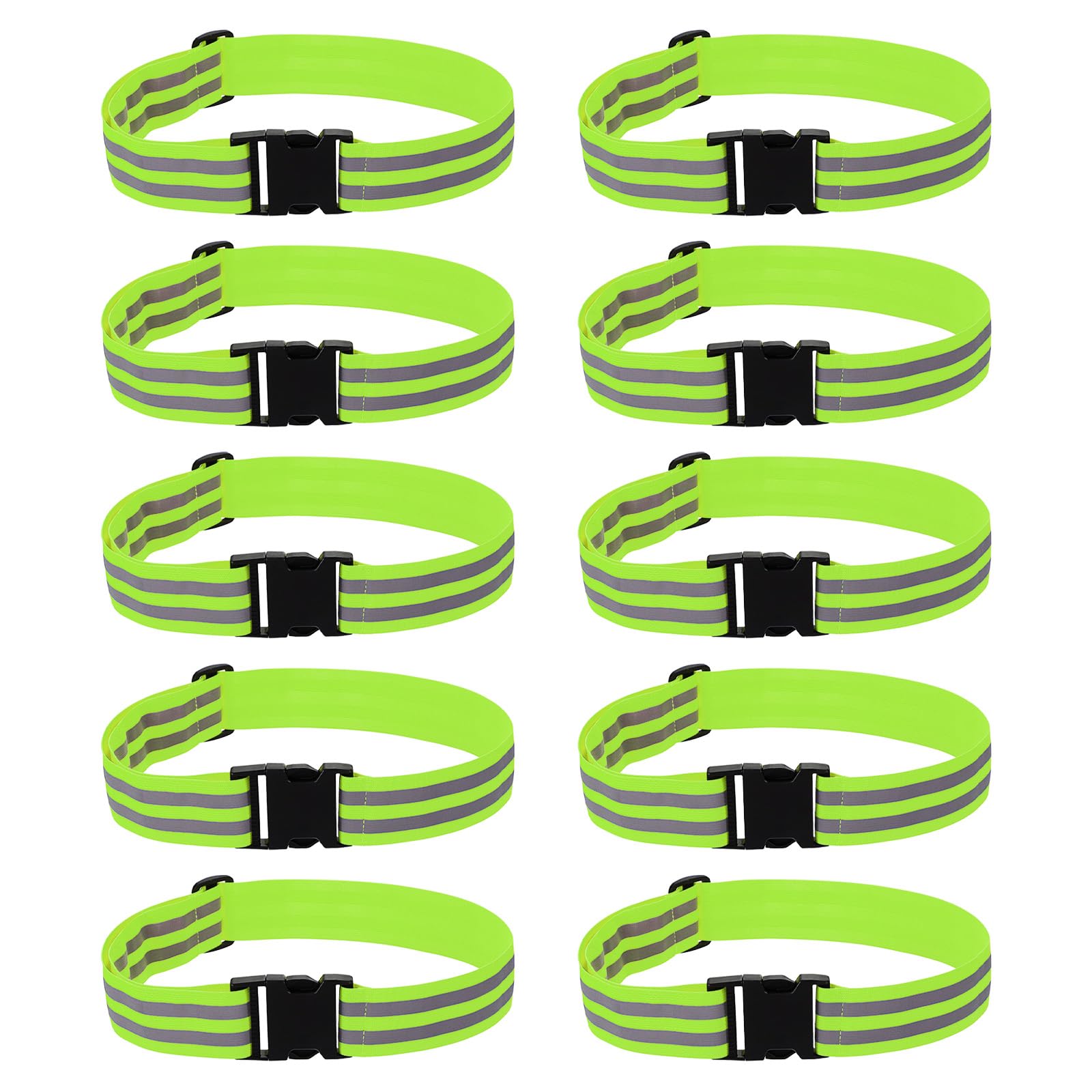 PATIKIL Adjustable Reflective Running Belt 1.9 Inch, 10 Pcs Glow Pt Belt Sash for Cycling Walking Motorcycle Gear, Green