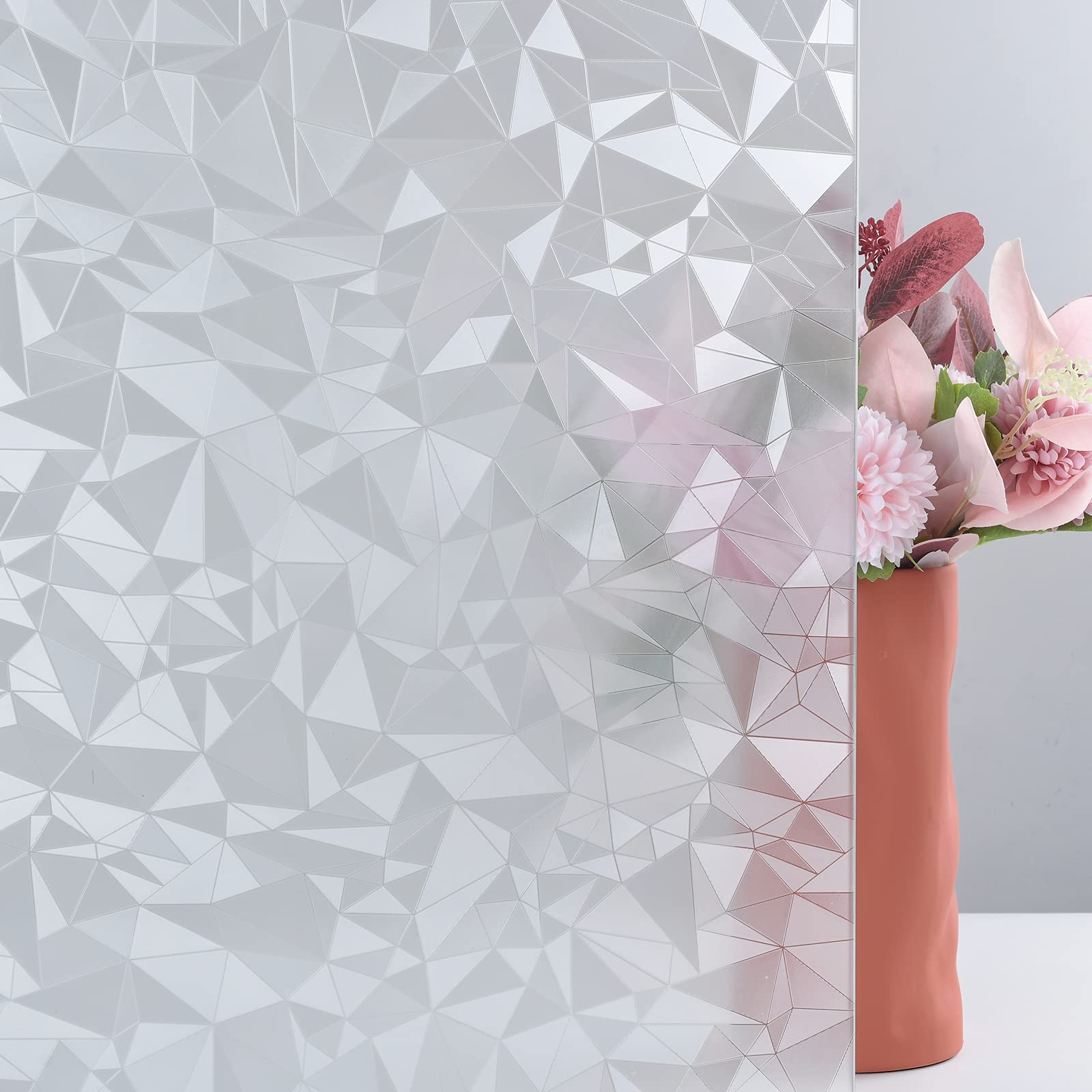 FEOMOS Diamond Pattern Window Privacy Film, Window Tint Removable Anti-UV, Static Cling Window Films Decorative Glass Stickers for Bathroom Bedroom Offfice 60cm x 200cm