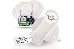 Non-Slip Reusable Incontinence Pads for Bladder Control (L+XL; 6-Pack); High Temp Washable Organic Cotton Cloth Pads with Qui