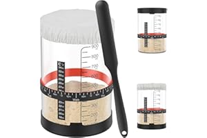 Sourdough Starter Jar Kit, 900ml/1000ml Sourdough Starter Container with Lid, Reusable Wide Mouth Glass Sourdough Fermentatio